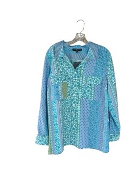 Fred David Blue Floral & Paisley Button Down Shirt 2X